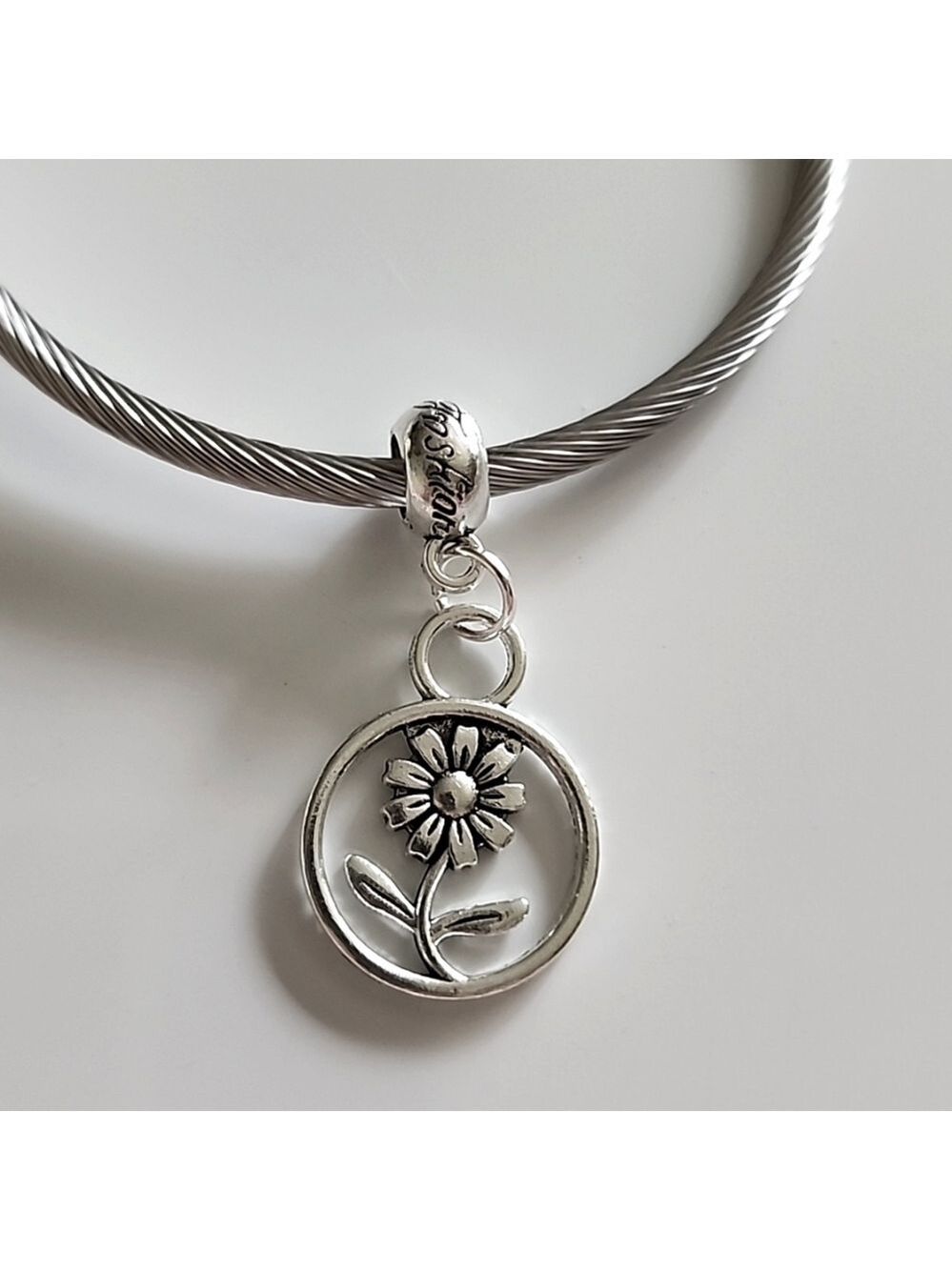 FLOWER  Charm Fits Pandora  Systems